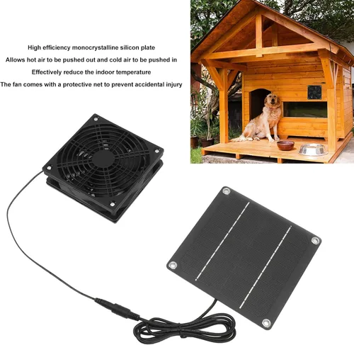 Vista 3 de Kit de ventilador solar Panel Solar Invernadero Jardín Monocristalino Silicio Abs Solar Extractor Solar