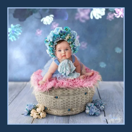 Vista 3 de Accesorios de fotografía para recién nacidos, sombrero de niñera floral para niños, niñas, accesorios para fotos de bebé, gorro de flores