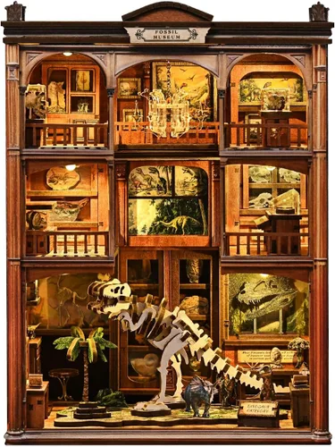 Vista 10 de Kit de casa en miniatura, rompecabezas de madera 3D, kit de casa de muñecas retro de doble piso, kit de modelo de casa pequeña para construir