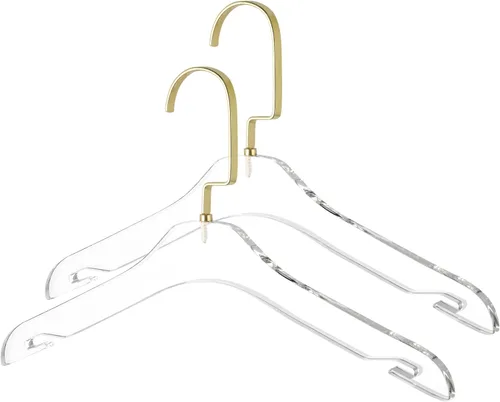 Vista 8 de HomeCube USA - Perchas de acrílico transparente con ganchos dorados, diseño Lucite resistente, elegante y resistente para suéteres, trajes