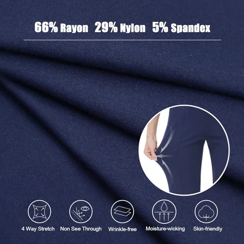 Vista 2 de PUWEER Pantalones acampanados para mujer, de cintura alta, casuales, de negocios, pantalones de trabajo con bolsillos