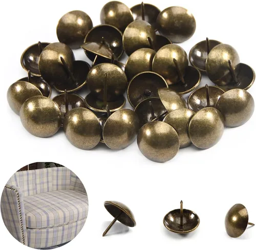 Vista 30 de MroMax 120 tachuelas de clavos para tapicería de 0.47 pulgadas de diámetro, hierro de estilo vintage, de metal, redondos, de 0.67 pulgadas de altura