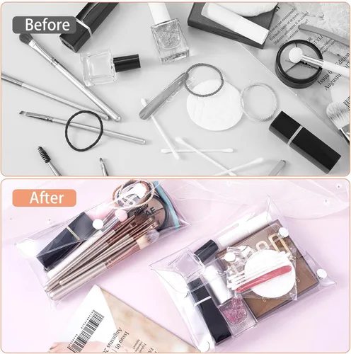 Vista 4 de HINZIC Paquete de 3 bolsas de cosméticos transparentes, de diferentes tamaños, portátiles, impermeables, de PVC, organizador de maquillaje