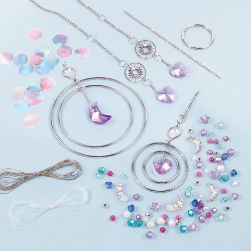 Vista 3 de Make It Real: Atrapasoles de cristal para bricolaje, plateado, morado y tonos suaves, crea tu propio hermoso atrapasoles, 139 piezas incluidas, kit