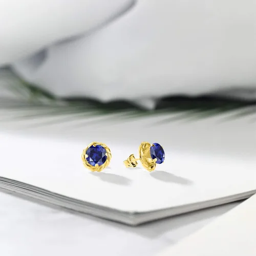 Vista 105 de Gem Stone King Aretes de plata de ley 925 de 0.236 in con piedra natal redonda para mujer