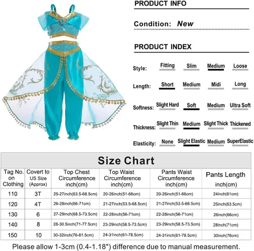 Vista 3 de Jurebecia Princess Costume for Girls Halloween Dress up Fancy Birthday Theme Party Role Play Outfit Blue