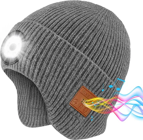 Vista 13 de Bluetooth Beanie with Light, HD Stereo Sound and Built-in Super Bright LED, Cool Gadgets Unique Tech Gifts for Men