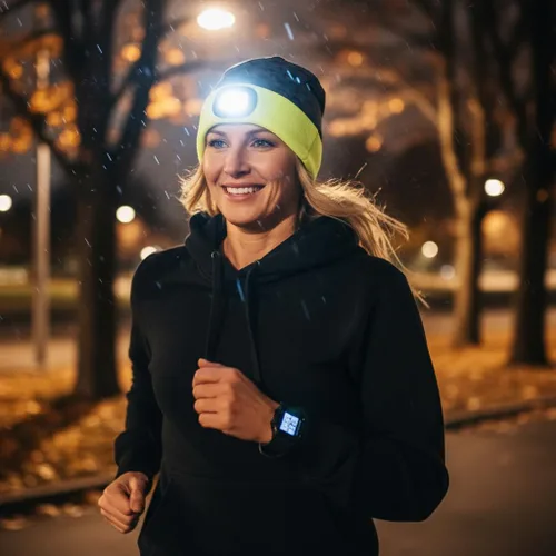 Vista 27 de Gone For a Run Gorros y diademas reversibles con forro polar LED para correr 3 modos de luz