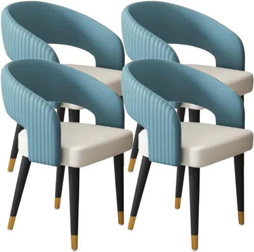 Vista 21 de YVYKFZD Mid Century Dining Chairs, Leather Kitchen Chairs Set, Dining Room Chair with Curved Backrest and Metal Legs, Upholstered Armchair Comfy