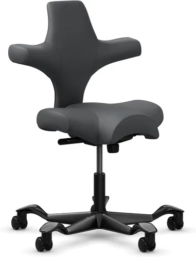 Vista 29 de HAG Capisco Sit to Stand - Silla de pie con marco negro, tapizada de ónix negro con anillo para el pie Negro Onyx