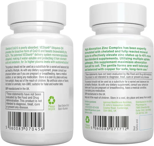 Vista 6 de VESIsorb Ubiquinol-QH + Paquete de complejo de zinc para fertilidad, CoQ10 avanzado de acción rápida 100 mg + 25 mg de zinc quelado, por Igennus