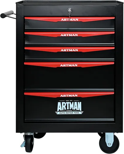 Vista 13 de Runboll Caja de herramientas con 4 cajones con taquilla, 20.9 pulgadas de profundidad de metal movible con cerradura, caja de almacenamiento
