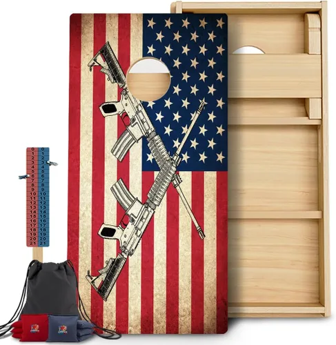 Vista 126 de CornholeGamesUSA Pro - Juego de tablas de Cornhole Fabricado en Estados Unidos Abedul báltico 3/4 Sin rebote Patas triples gruesas Dos 1