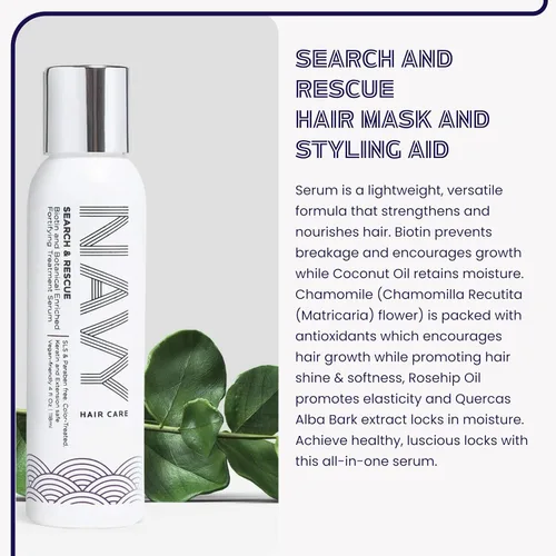 Vista 2 de NAVY Hair Care Search & Rescue - Suero de tratamiento fortificante Mezcla botánica enriquecida con biotina con extracto de manzanilla, coco