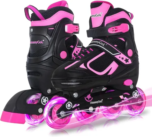 Vista 16 de MammyGol Adjustable Inline Skates for Kids Boys Girls Youth Beginner with Light up Wheels Ages 4-16