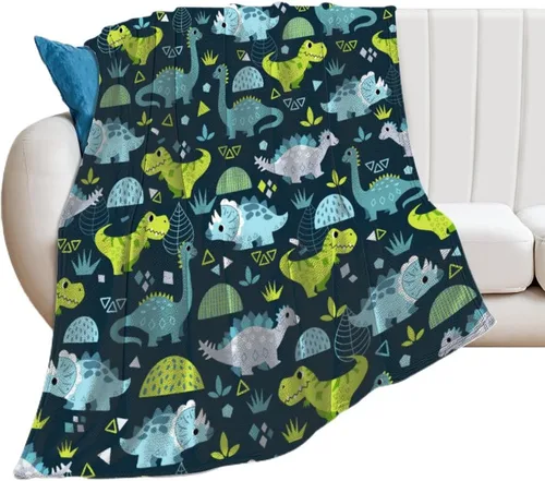 Vista 8 de Manta de dinosaurio de dibujos animados, manta de dinosaurio suave y cálida para niños y niñas, manta de franela de regalo para Navidad, cumpleaños