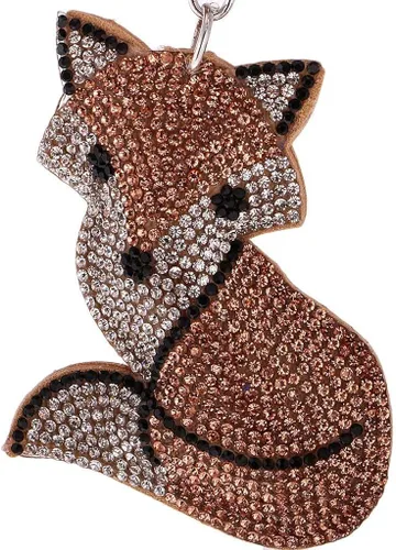 Vista 5 de Llavero con colgante de diamantes de imitación con diseño de animales y ojos llavero llavero bonito bolso de regalo Champagne Fox