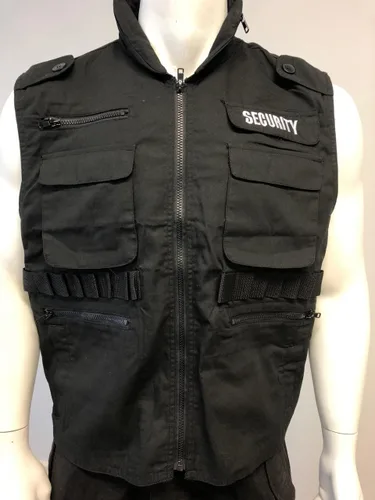 Vista 5 de BACKBONE Chaleco de seguridad unisex para hombre y mujer uniforme con bordado de SEGURIDAD - Negro