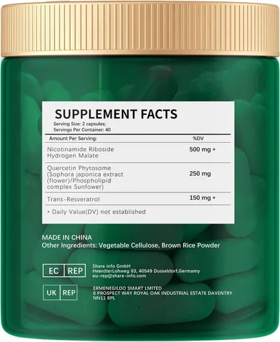 Vista 2 de ESUNM Suplemento liposomal NAD+ con resveratrol, suplemento NMN NAD Resveratrol apoya la salud celular, resistencia y envejecimiento saludable