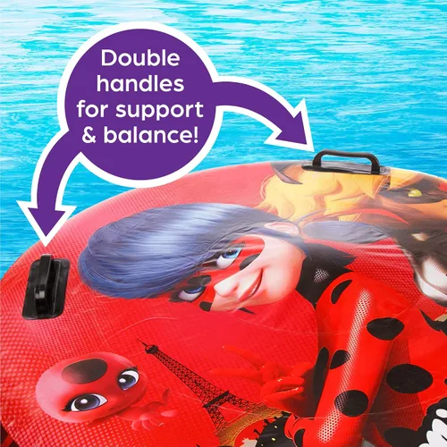 Vista 5 de Miraculous Ladybug - Flotador inflable de piscina con licencia oficial - 30 pulgadas - Ladybug & Cat Noir - Flotador de anillo - Flotador de tubo