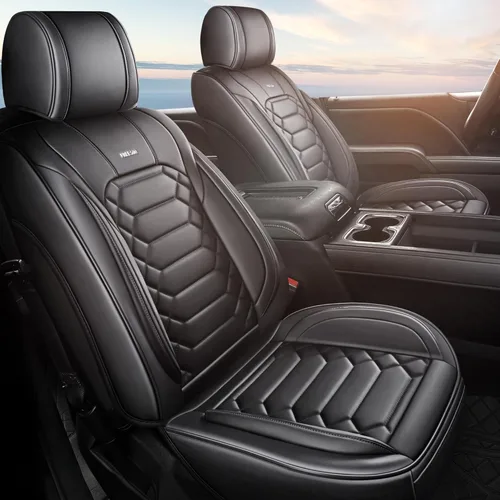 Vista 8 de FREESOO - Funda de asiento personalizada Silverado 1500/2500/3500 2014-2018, color negro custom fit, faux leather, waterproof, 5 seats, airbag