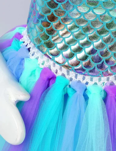 Vista 5 de Moily - Vestido tutú de tul para niñas con diadema, disfraz de carnaval de Halloween, disfraces de fiesta