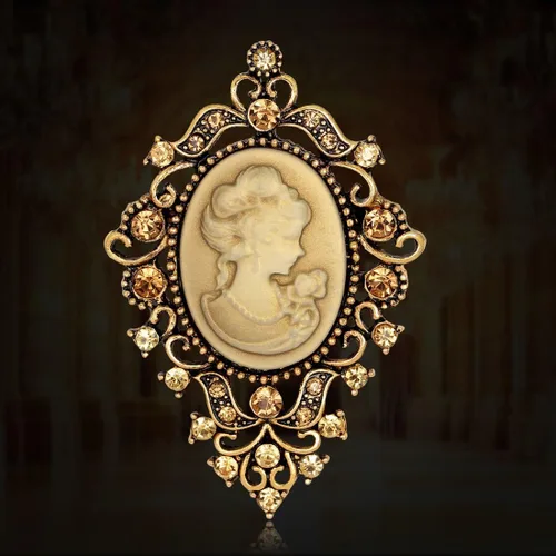 Vista 2 de JJTZX Gargantilla victoriana de encaje de terciopelo negro cameo gótico para mujer, collar y broche de regalo para ella, Terciopelo, No es una