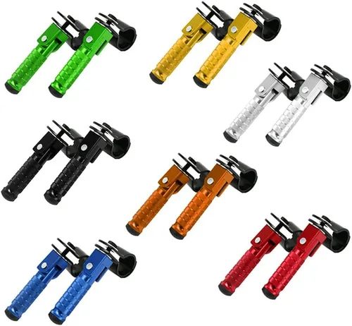 Vista 3 de FSFY - Reposapiés plegables para motocicleta, pedal izquierdo y derecho universal para motocicleta con núcleo de tubo de 1.181 in-1.260 in, azul