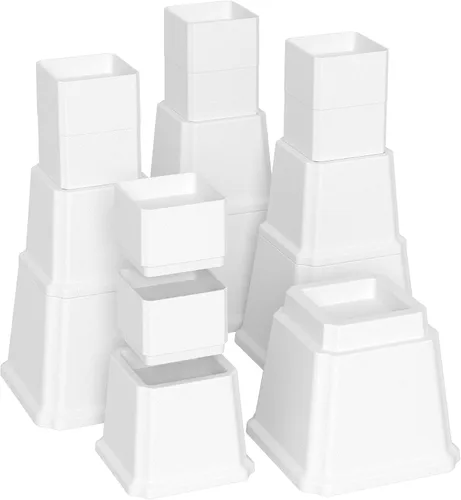 Vista 14 de Elevadores de cama de 1 pulgada, resistentes, paquete de 4 elevadores de muebles de cama, elevadores de 1,500 libras para sofá y mesa, color blanco