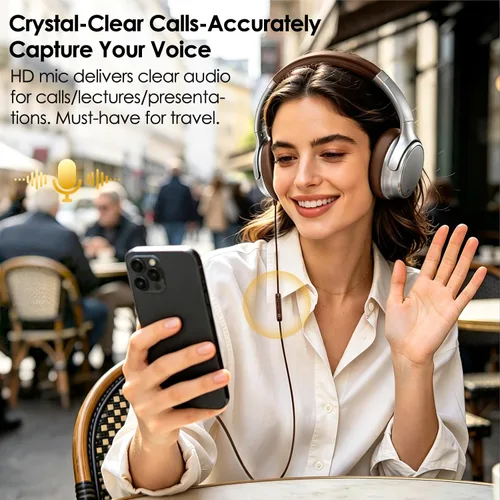 Vista 3 de Auriculares con cable sobre la oreja con micrófono, auriculares USB tipo C Plateado