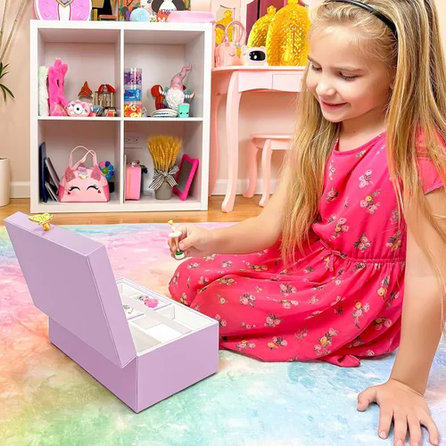Vista 7 de Joyero musical para niñas con bailarina giratoria, almacenamiento de cajas de joyería para niños, caja de música de bailarina, regalo para niña