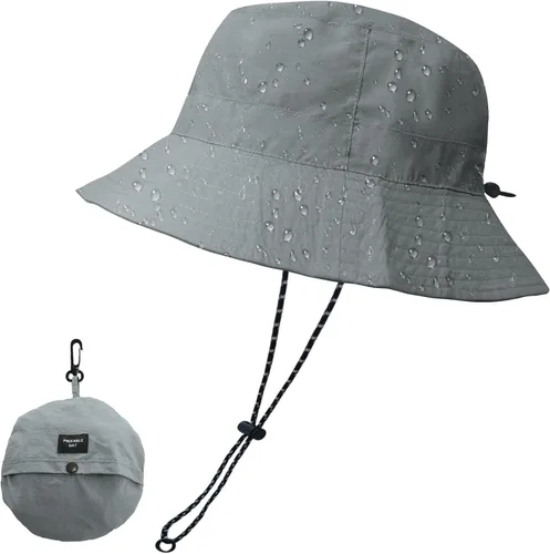 Vista 16 de NPJY Packable Sun Bucket Hat for Women Outdoor Waterproof Rain Hat Beige liso (plegable)