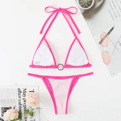 Vista 2 de Balasami Conjunto de traje de baño de 2 piezas con diamantes de imitación brillantes para mujer