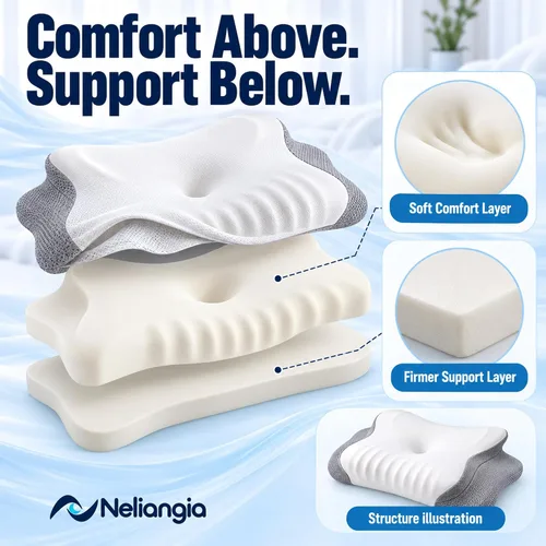 Vista 5 de Almohada cervical para el cuello, espuma viscoelástica de doble altura