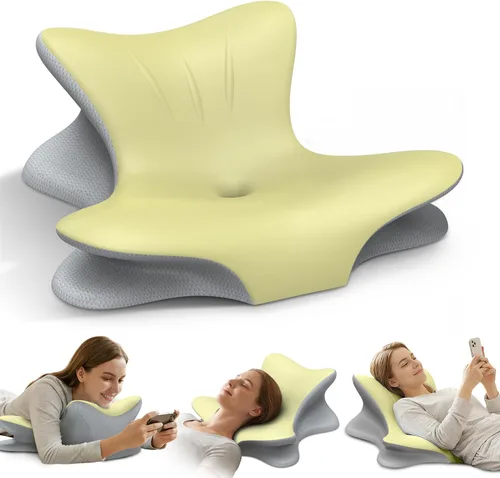 Vista 8 de Almohada cervical para el cuello para aliviar el dolor, almohada de lectura ergonómica para la cama, almohada de cuña de contorno de espalda Blanco