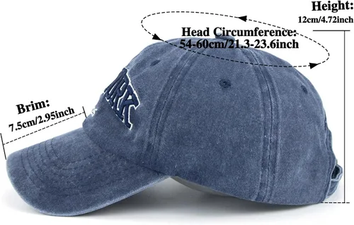 Vista 4 de Sombrero de béisbol New York Distressed-Adjustable Strapback - Sombrero de sarga lavada unisex, talla única