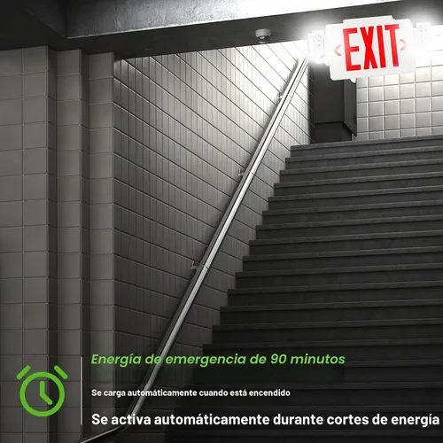 Vista 3 de Gruenlich Señal de salida con luz de emergencia, batería de respaldo, 1