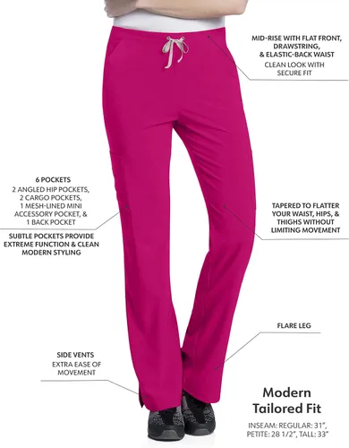 Vista 2 de Urbane Women's Performance Tailored Fit Stretch 6-Pkt Cargo Scrub Pants 9312