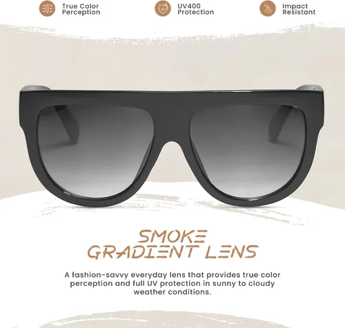 Vista 5 de Gafas de sol de gran tamaño con parte superior plana para mujer, diseño cuadrado grande, retro, gafas de sol