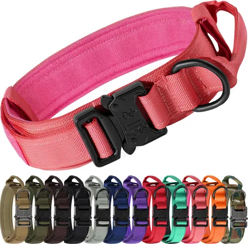 Vista 17 de Joytale Collar táctico para perro con asa, collar militar ajustable y resistente con 2 parches para entrenamiento, adecuado para perros medianos