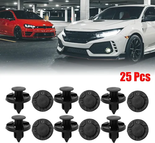 Vista 2 de uxcell 25 clips de retención de agujeros de 0.315 in, remaches de plástico, aletas de parachoques para Nissan