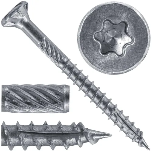 Vista 46 de 8 x 1 revestimiento exterior recubierto de bronce, tornillo de madera multiusos compatible con ACQ, cabeza plana Torx/Star Drive de 1 libra, 288