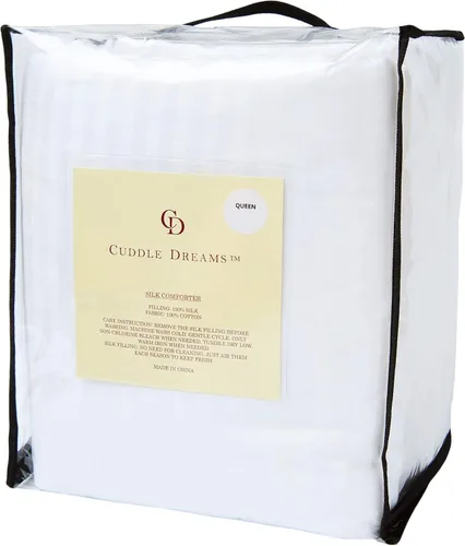 Vista 7 de CUDDLE DREAMS Edredón de seda para primavera/verano/otoño, 100% relleno de seda de hilo largo, natural y transpirable (tamaño Twin) Relleno