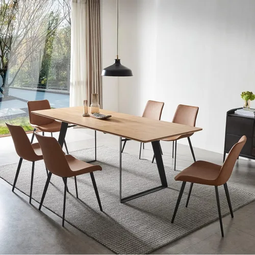 Vista 35 de ZckyCine Mesa de Comedor Moderna de Mediados de Siglo y Sillas para 4 Rectangular de Madera Expandible que Ahorra Espacio Multifuncional Marrón