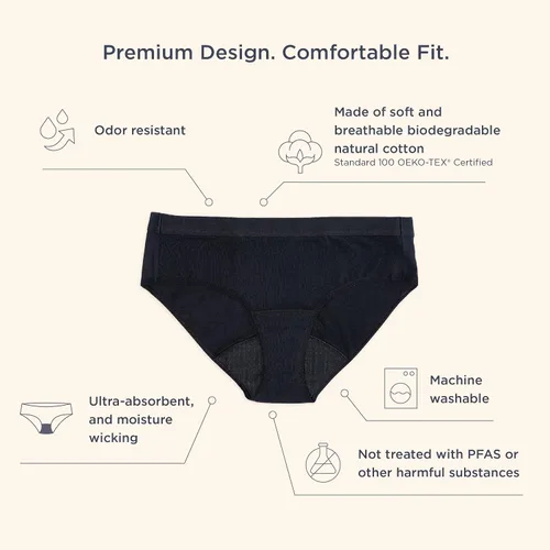 Vista 8 de Saalt Copa menstrual suave (rubor del desierto, S) y ropa interior de algodón 100% algodón (mediana), súper suave y flexible, mejor copa sensible