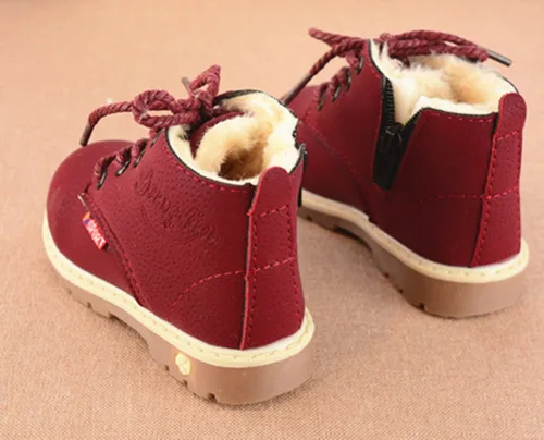 Vista 3 de Happy Cherry Botas de tobillo de estilo británico para niños pequeños con forro de piel botas de trabajo cálidas