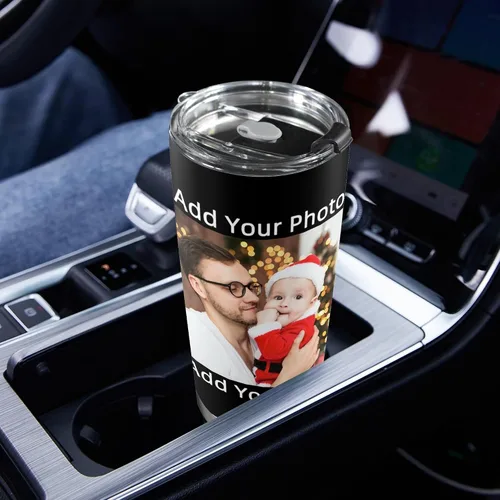 Vista 9 de Vaso personalizado con texto fotográfico, vaso de acero inoxidable con pajilla, taza de café personalizada con foto de viaje, regalo