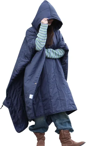 Vista 22 de DUKUSEEK Manta con capucha para exteriores, manta de camping impermeable, acolchada, forro polar grueso, cálida, resistente al viento, a prueba