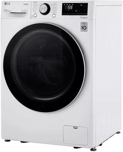 Vista 4 de Lavadora de carga frontal inteligente apilable compacta de 24 pulgadas de ancho, 2.4 pies cúbicos, en blanco con vapor y sensor de tela