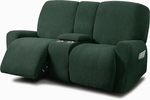 Vista 27 de ULTICOR - Juego de 8 fundas para sofá reclinable de jacquard, fundas elásticas para sofá reclinable para 3 cojines, gruesas, suaves, lavables